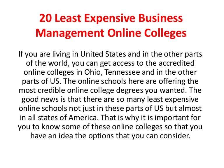 20 least expensive business management online colleges