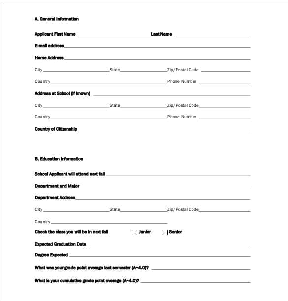 blank scholarship application template 8 Simple (But ...
