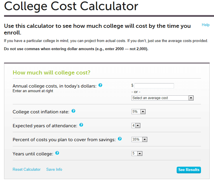 College cost calculator #college