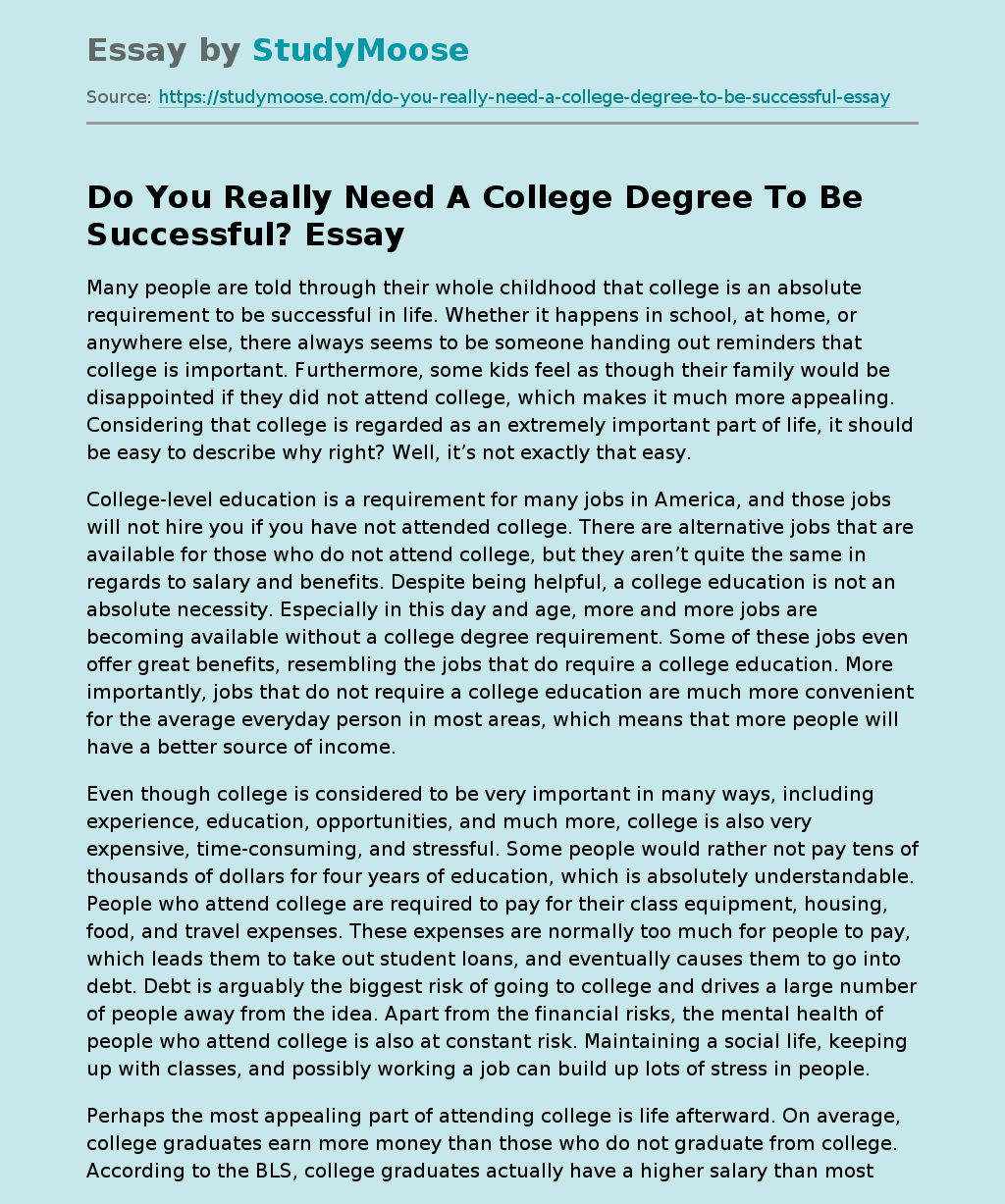 Do You Really Need A College Degree To Be Successful?