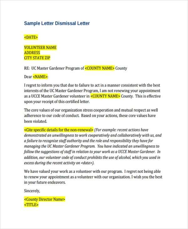 FREE 11+ Sample Dismissal Letter Templates in PDF
