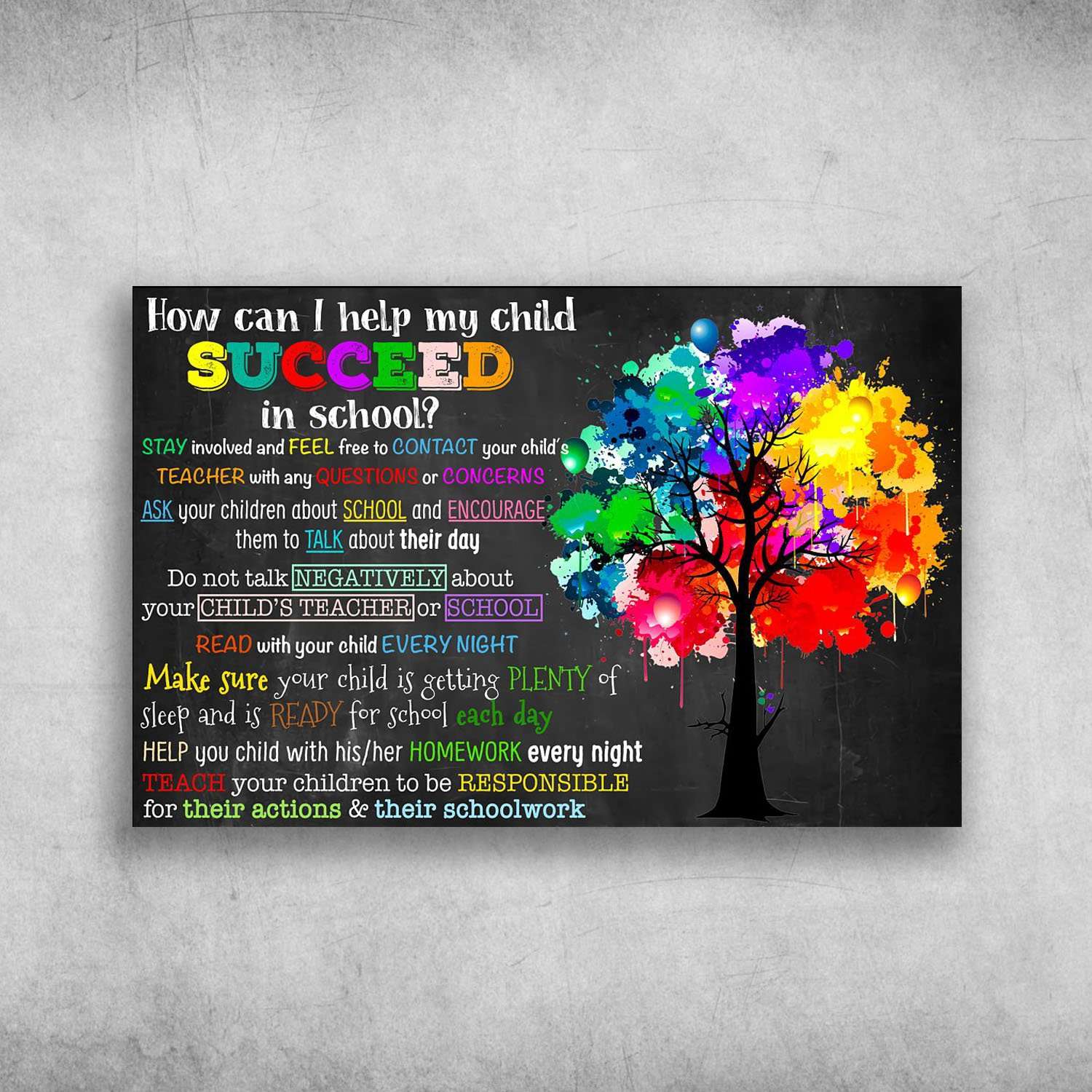 How Can I Help My Child Succeed In School Canvas, Poster ...