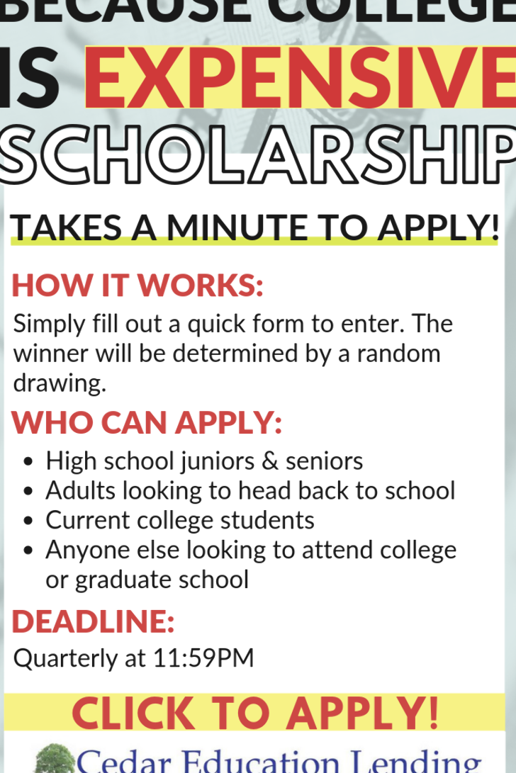 Take a minute to apply to the " Because College is ...