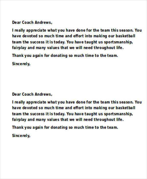 Thank You Letter to College Coach Beautiful 11 Sample Coach Thank You ...